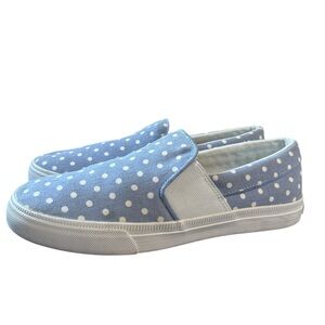 Tommy Hilfiger Blue and White Polka Dot Womens Slip-On Sneakers, Eu38, US 7,